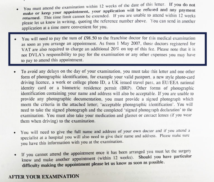 DVLA Medical VM Medical DVLA Medical Assessments Taxi Licence   Letter 705x601 